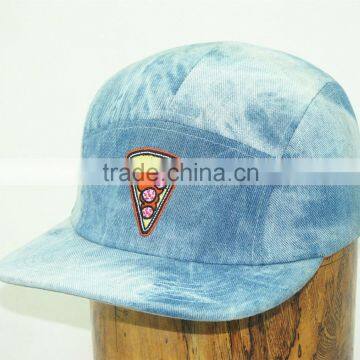 5 panels washed denim camper caps