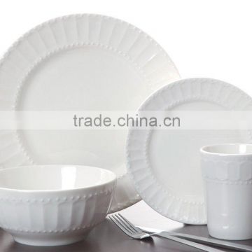 2015 new product innovative hotsale 20pcs embossed ceramic dinner set