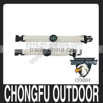 550 outdoor high visibility white paracord compass bracelet rope 50ft