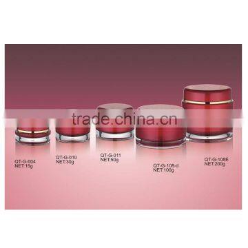 High Quality Plastic Cosmetic Red Color Cream Jar Acrylic Bottle Manufacturers Round 15g 30g 50g 100g 200g