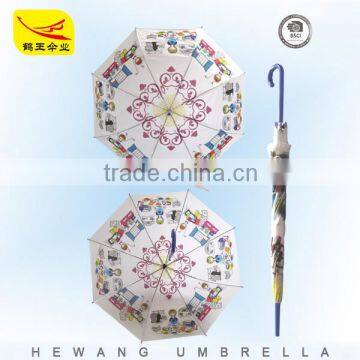 Kids Safty Cheap Umbrella With Curved Handle With Printing Pattern photo-2