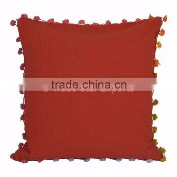Suzani Embroidered Cushion Cover Boho Throw Indian Pom Pom Pillow Cases 16x16 photo-3