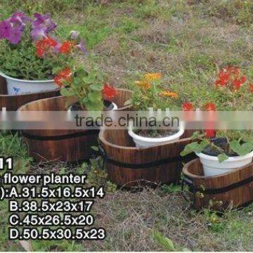 wooden flower planter sets with hoop iron