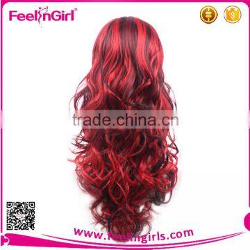 Emported OEM Front Lace Mixed Red Sexy Synthetic Wigs Quality Choice photo-5