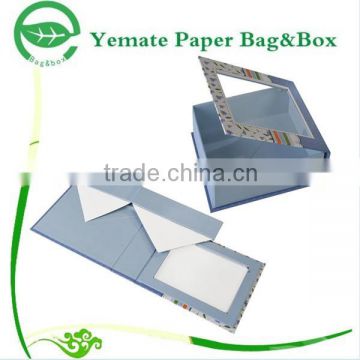 Freight Saving! glossy laminated flat small folding gift cosmetic paper packaging box with clear PVC window