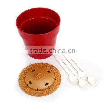 Mugs & Spoon Set 4-piece for Drinking Coffee / Tea / Beverage, Creative Cactus Shape, Plastic Stacking Small Cups Mugs for Cute photo-3