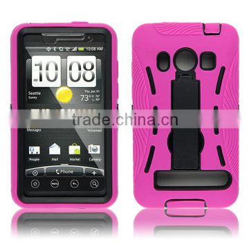 Rugged kickstand combo silcone case for HTC EVO 4G A9292