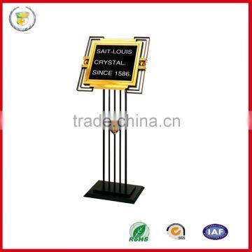 factory supply black golden hotel signboard designs /hotel poster display stands