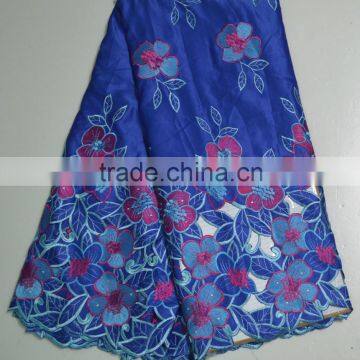 Rhinestone Embroidery Lace Fabric African Silk Lace Fabric for Girl Dress photo-3