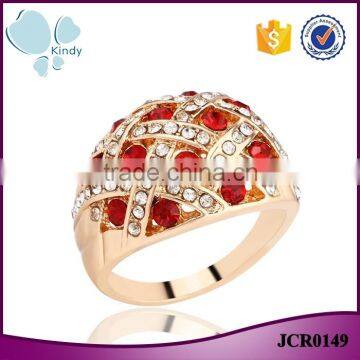 Factory wholesale less than 1 dollar jewelry zinc alloy full jewelled rose gold ring