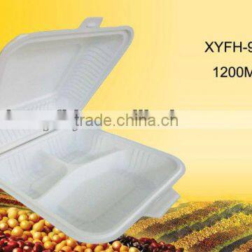 biodegradable plastic lunch box 9 inch with three compartments