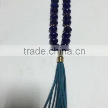 Fashion latest design natural stone necklace, beaded tassel necklace, handmade curtain tassel