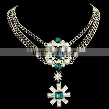 InStock Wholesale 2015 New Hot Sale Europe and America Fashion Individuality Bohemia Baroque Cross Style Statement Necklace