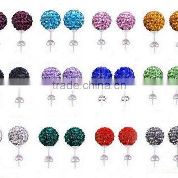Clay Ball Stud Earring/ Pave Crystal Ball Ear Stud/ Shamballa Ear Stud