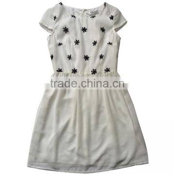 Guangzhou wholesale price  new design simple summer chiffon white dress girl