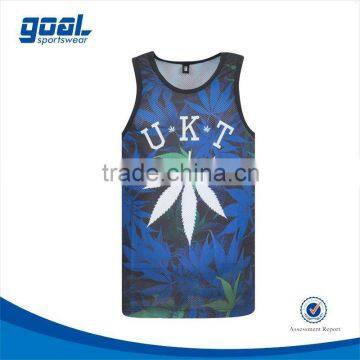 High quality new pattern spandex tank top men white