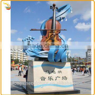 Large Garden Metal Cello Sculpture Music Park Decorative Cello Stainless Steel Sculpture