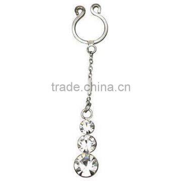 Dangle Gem Non Piercing Clip On Nipple Ring