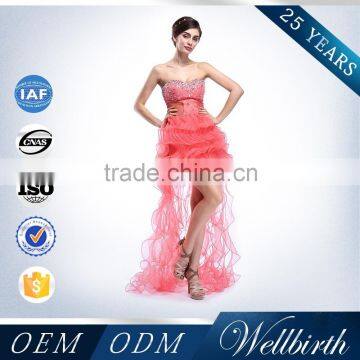Beaded Crystal Backless Tiered Short Red Mermaid Tail Wedding Dress