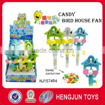 Shantou candy toy factory soft sweets plastic hand fan bird fan 15pcs