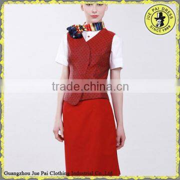 Orange airline stewardess uniform vest and skirt