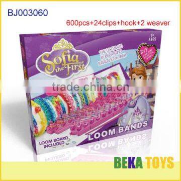 Disny princess sofia diy rubber loom bands make crazy rainboww loom bracelet