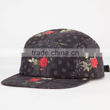 2015 Fashion Flat Bill Cap Full Flower Printed 5 Panel Cap Wholesale