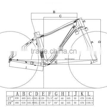 Full Carbon 26er Fat Bike Frame Inner Cable, 26er Carbon Snow Bike Fat Bike MTB Frameset AG100, 100mm BSA BB 197mm Rear Spacing