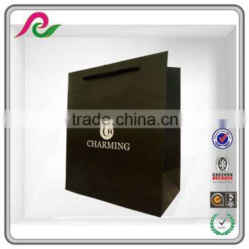 Luxury Black Custom Logo Printed Recyclable Paper Bag With Special Surface Texture photo-2