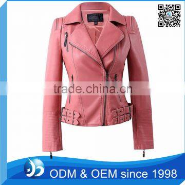 Custom Rings Motorcycle Leather Jacket for Women