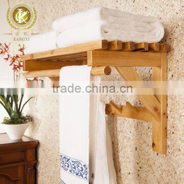 Wholesale bathroom accessaries wooden towel rack towel shelf