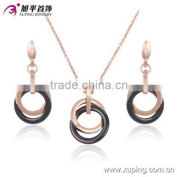 xuping jewelry rose gold circle jewellery,pendant set,circle jewelry set