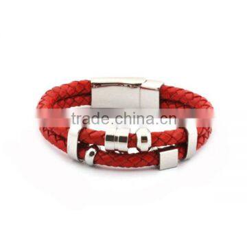 High quality stainless steel magnetic clasps leather bracelet for girls