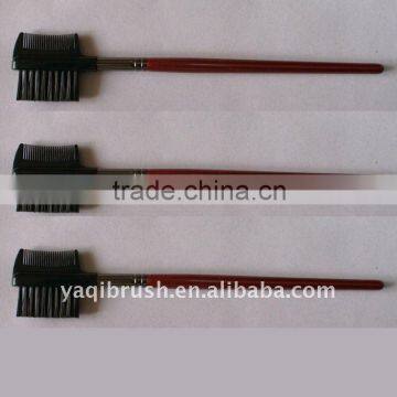 eyebrow comb and lash brush with red handle