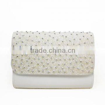 Silver Clutch Beaded Bag for Evening Party