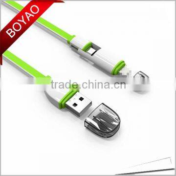 2016 Hot Selling Multi-function 2 in 1 Usb Data Cable, Flat Micro Usb Data Cable photo-2