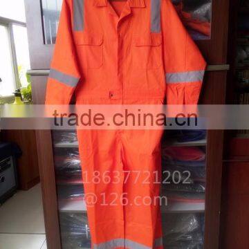 safety orange flame resistant COVERALL with reflective tapes,safety orange hi-vis coveralls