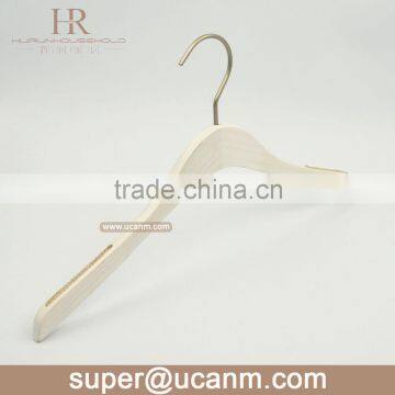 white ashtree wood hanger with anti-slip strip rubber