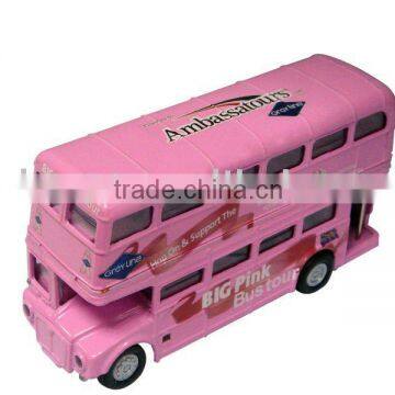 1/72 die cast pull back double decker toy bus