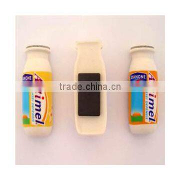 Milk bottle shape pvc fridge magnet for promotion