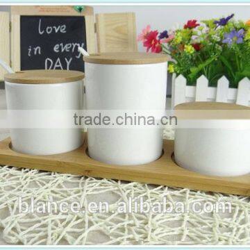 cylinder design ceramic plain canister for salt and pepper