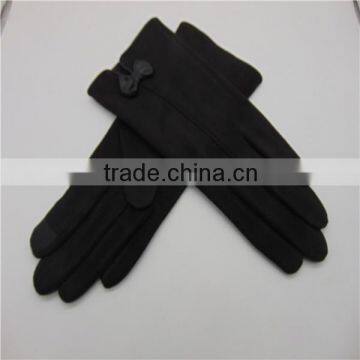 Cold Winter Used Black Suede Gloves For Lady