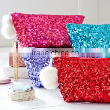 wholesale sequin travel cosmetic zipper case bag makeup case Sequin Beauty Pouch