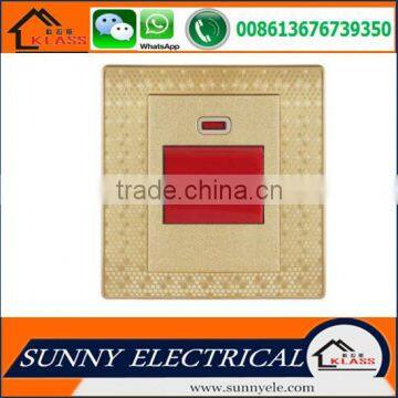 KB6 best sale Painting Golden good quality electric popular wall 20A red switch with neon with CE certification