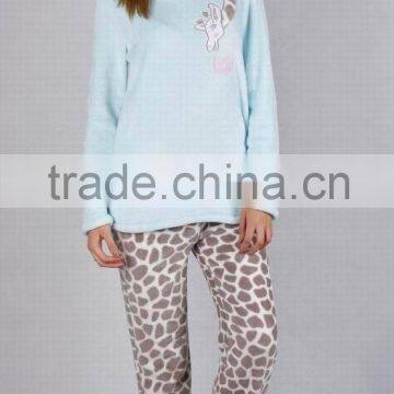 Kevince Flannel Pyjamas Set Deer Emb Knitting Woman MOQ 1000set OEM Factory Directly