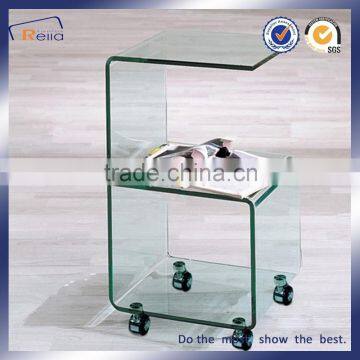 Chinese Factory Tempered Glass Acrylic Coffee Table With Wheels