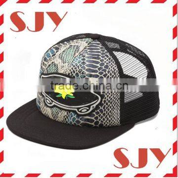 Mix-tone floral design leather patch custom 5 panel golf hat