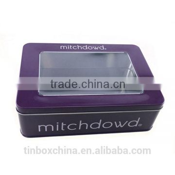 factory direct rectangular hinged tin box window food grade