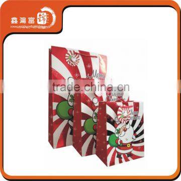 Different size printed chrismas paper packaging bag