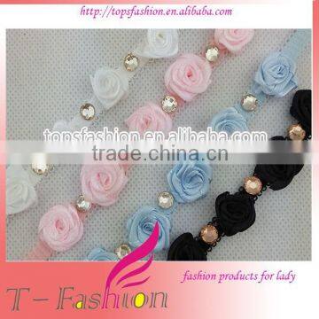 Flower Rhinestone Fabric Elastic Bra Strap